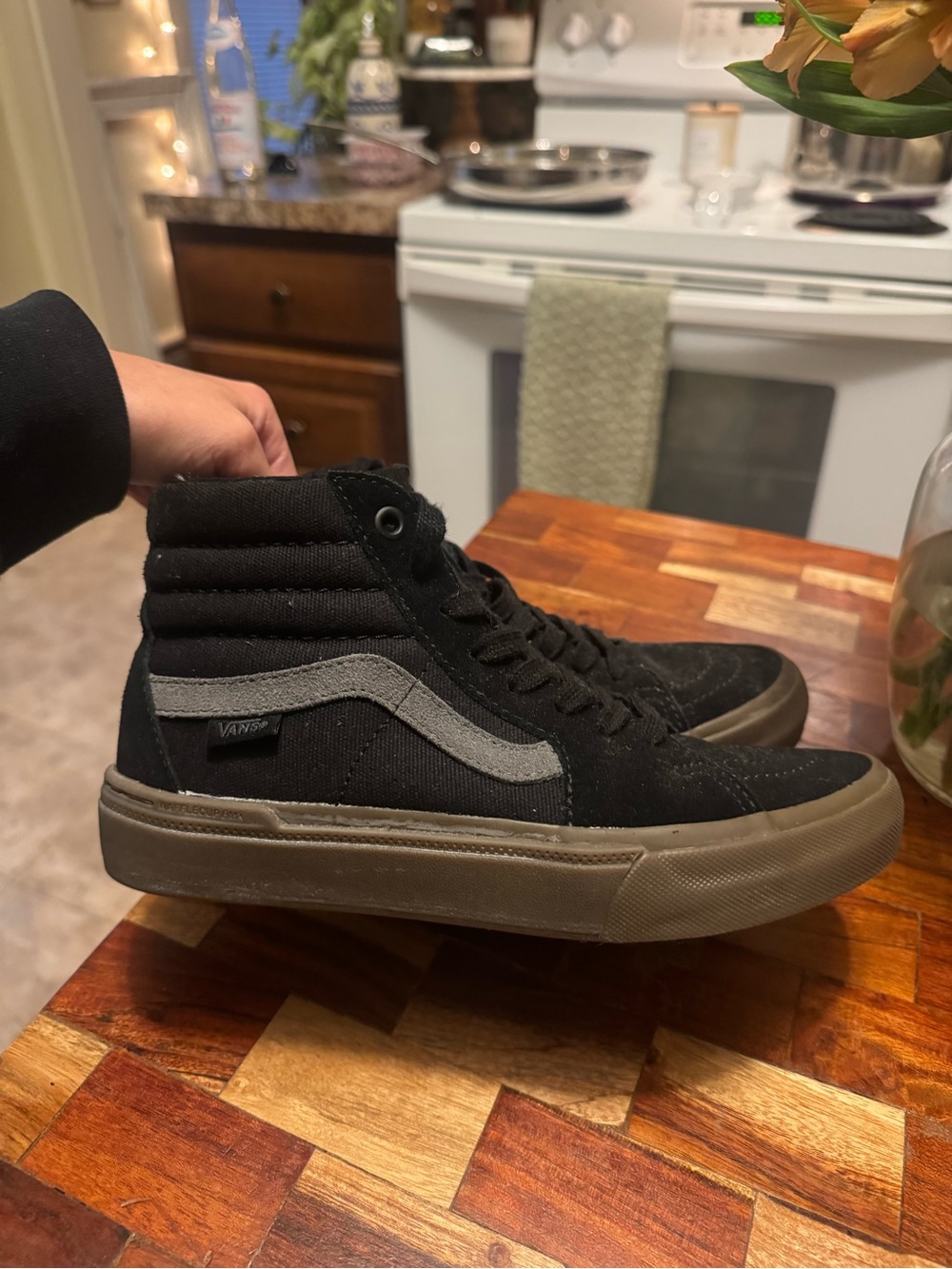 Vans Black High-Top Sneakers with Gray Side Stripe